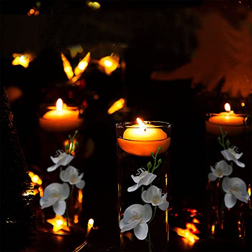 LARDUX 24 PCS White Orchids Artificial Flowers, Mini Cream Floating Flowers Filler Vase Fillers for Floating Candles Wedding Centerpiece Table Party Home Restaurant Decoration - size: 24 PCS Artificial Mini Orchids
