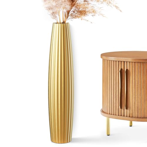Floor Vases, Tall Floor Vase 23.6 inch (60CM, 1.96FT) Tall Vases, Sturdy Gold Vase for Living Room Decor, Resin Gold - color: Gold