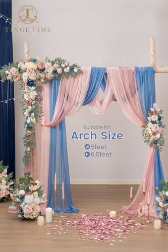 TINGE TIME Artificial Arch Flowers Kit Pack of 5, Wedding Decorations for Reception with Hanging Flowers, Wedding Arch Silk Floral Arrangements Ceremony Backdrop Bridal Shower Outdoor Party Decor - color: Dustyrose&navyblue