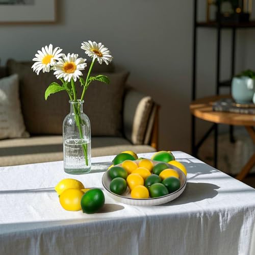12 Pcs Artificial Lemons for Decoration, Vivid Faux Lemon Fake Fruit Realistic Yellow & Green Lemon Mixed Set for Home Kitchen Cabinet Decoration Party Decor
