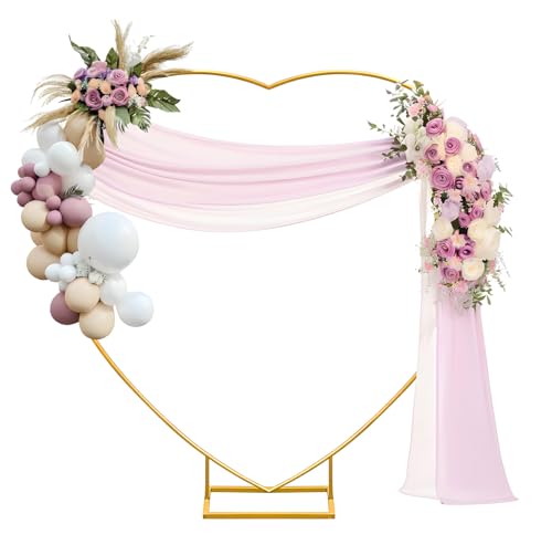 Heart Shape Wedding Metal Arch Backdrop Gold Flower Balloon Arbors Stand for Wedding Birthday Party, Graduation Decorations and Baby Shower 2.2M - size: 7.2FT