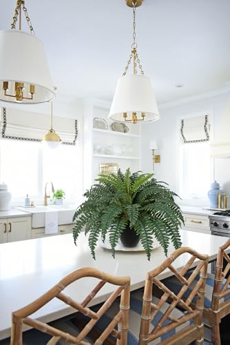 Hollyone Artificial Large Fern Boston Potted Plant for Outdoors & Indoor 25.5inch Faux Fake Fern Bush Plant in Pot for Patio Garden Farmhouse Windowsill Entrance Porch Office Living Room Home Decor - size: Extral Large