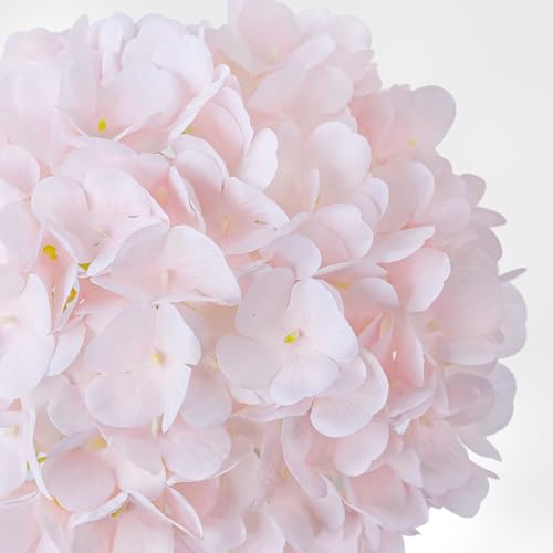 JINWOE Light Pink Flowers Silk Artificial Hydrangeas, 4Pcs 21" Lifelike Boho Large Flowers with Stems, Artificial Flowers for Wedding Porch Outdoor Bouquet Table Centerpieces Home - color: Light Pink