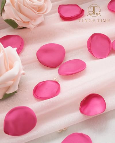 TINGE TIME 200pcs Silk Rose Petals Hot Pink Flower Petals for Wedding, Flower Girl Basket, Aisle Runner, Romantic Dinner Centerpieces, Proposal, Party Confetti - color: Hot Pink