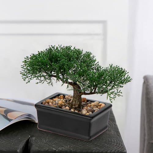 Artificial Bonsai Tree Juniper Faux Plants Indoor Fake Plants Decor with Ceramic Pots for Home Table Office Desk Bathroom Shelf Bedroom Living Room Farmhouse Decoration - style: 6" Pine
