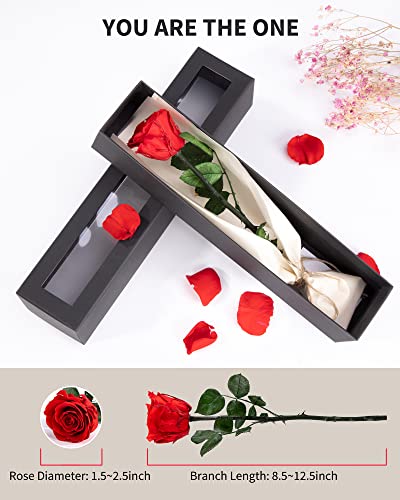 Flowers for Delivery Prime, Preserved Roses Flower Gifts for Women, Real Roses Single Rose Presents for Her, Mom Birthday Gifts from Daughter, Valentines Flowers Red Roses - color: 00-red
