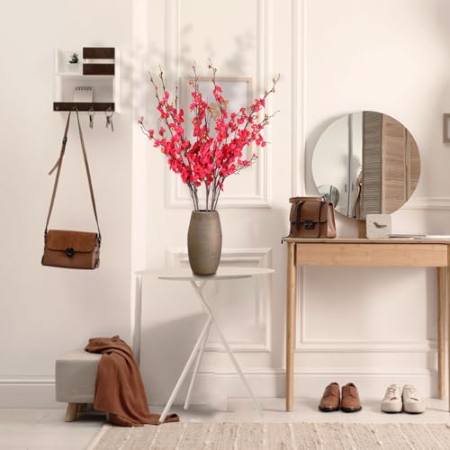 8pcs Rose Red Cherry Blossom Branches Artificial Flowers for Winter Spring Indoor Decoration, 36" Plum Fake Peach Plants for Wedding Home Office Bedroom Party Decor (Rose red, 36in) - color: Rose Red, size: 36in