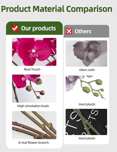 Artificial Orchid Flowers Set Fake Phalaenopsis Flower Faux Butterfly Orchid Real Touch Orchid for Wedding Home Office Party Hotel Yard Decoration Restaurant - color: Violet