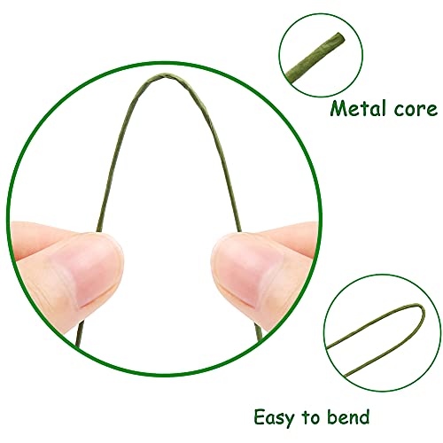 CCINEE 22 Gauge Dark Green Floral Wire Stem for Flower Arrangement Craft Supply,16 Inch,150PCS - color: #22 Dark Green