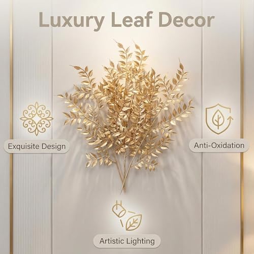 40 Pcs Decor Fake Leaves for Christmas Decor Gold Leaf Artificiales para Table Wedding Home Room Office Decoracion (21inch) - color: Gold-d