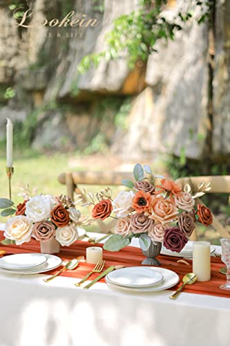 Lookein Artificial Flowers for DIY Wedding Decoration Bridal Bouquet Table Centerpieces Flower Garland Flower Arrangement, Exquisite Terracotta - color: Exquisite Terracotta