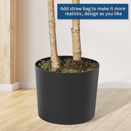 GarveeHome 7 FT Artificial Eucalyptus Tree, Tall Faux Eucalyptus Plant with Silver Dollar Leaves, Indoor Fake Tree in Black Plastic Pot for Home, Office, Living Room, Modern Decor - size: 7ft