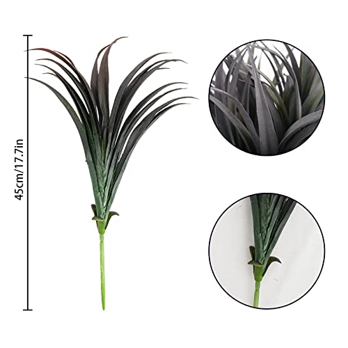 16Pcs Artificial Grass Fake Plants 17.3in Outdoor Plants UV Resistant Faux Greenery Stems Fake Grass for Home Window Garden Office Patio Pathway Front Porch Décor Green & Black - color: Green & Black, size: 16 Pcs