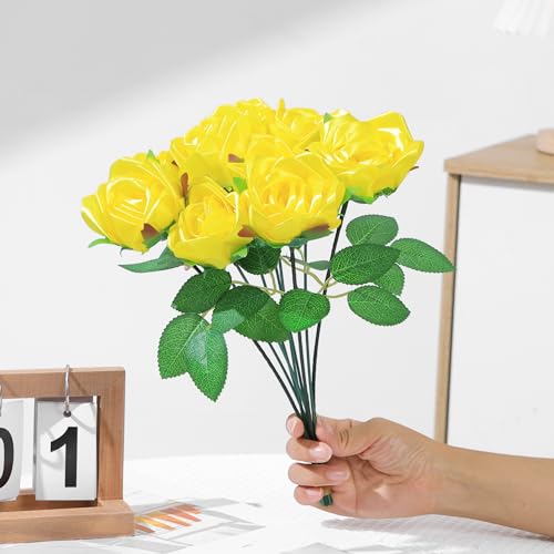 300pcs Premade Satin Ribbon Rose Petals Half-Finished for Eternal Rose DIY Ramos Forever Flowers Bouquets Everlasting Floral,for Wedding,Anniversary,Engagement (300 Pcs Lemon) - color: 300 Pcs Lemon