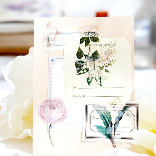 100 Pcs Daisy Camellia Stickers, White Flower Stickers for Scrapbooking Junk Journal Notebook Diary Planner Letter Envelope Water Bottle Phone Case Craft Decoration, 50 Patterns - color: White