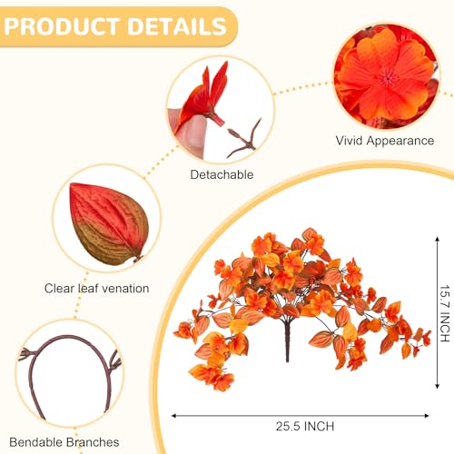 INXUGAO Fake Fall Flowers Artificial for Decoration 2PCS Faux Silk Fall Flowers Plants for Outdoors Outside Planters UV Resistant Looks Real for Front Door Porch Patio Garden Decor - color: Y3-orange