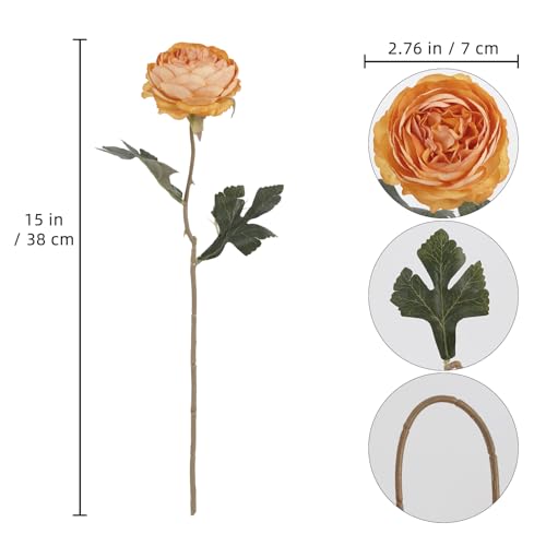 IPOPU 10pcs Orange Peonies Artificial Flowers Real Touch Silk Peonies with Stems Real Look Fake Peony for Home Table Decorations Wedding Faux Flowers Arrangements - color: Orange