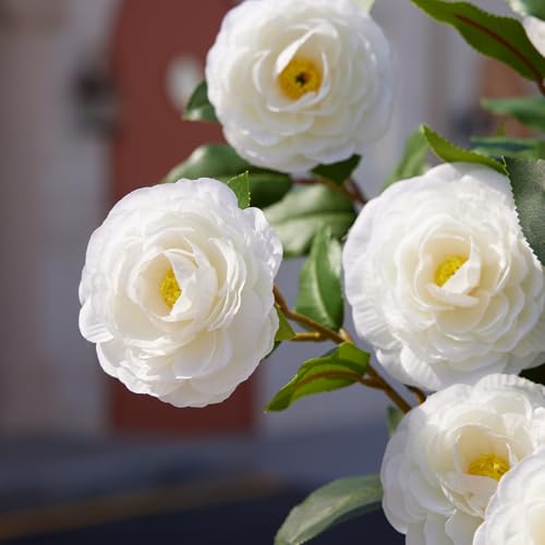 VeriNatural 48" Artificial Camellia Tree 2-Pack, Faux Silk Flowers in Cement Pot, Lifelike Greenery, No Maintenance, Perfect for Indoor/Outdoor Home Office Porch Decor - size: 48in