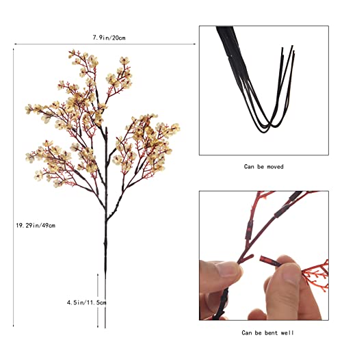 15PCS Artificial Baby Breath Flowers Fake Silk Real Touch DIY Floral Bouquets Decor Wedding Party Decoration Arrangements-Gold - color: 15pcs-gold