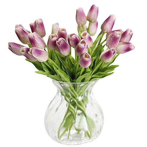 30 pcs Real-Touch Artificial Tulip Flowers Home Wedding Party Decor - color: Light Purple