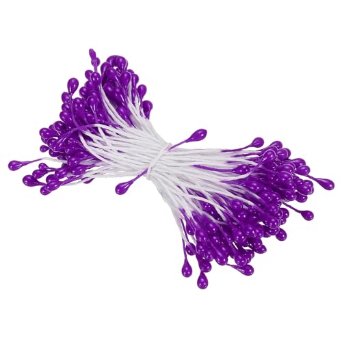 PATIKIL 3mm Double Heads Flower Stamen, 150 Pcs Artificial Pistil Matt Pearl Floral for DIY Christmas Card Wedding Decoration, Dark Purple - color: Dark Purple
