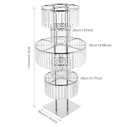 2Pcs 5 Tiers Wedding Centerpieces Vase, 43.3" Tall Wedding Centerpieces Crystal Flower Stand, 5-Tier Crystal Vase with 11.81" Square Base for Party Event Home Decoration (Silver) - color: Silver+square Base