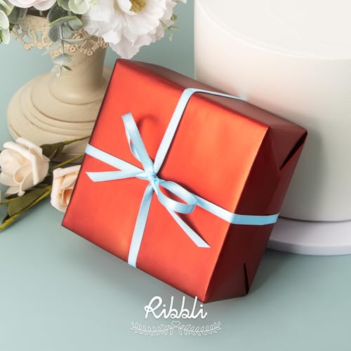 Ribbli Light Blue Baby Blue Double Faced Satin Ribbon,1/4” x Continuous 25 Yards,Use for Bows Bouquet,Gift Wrapping,Baby Shower,Floral Arrangement - color: Blue Light, size: 1/4 inch