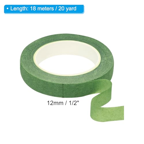 PATIKIL Floral Tape 1/2" x 20 Yard / 12mm x 20m, 3 Pack Flower Wrap Adhesive Tape for Bouquet Stem Wrapping, Green - color: Green