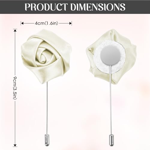 1Pcs Flower Lapel Pins,Rose Pins for Men for Dance,Party,Wedding - color: White