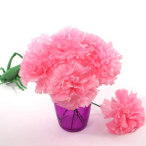 Larksilk 100 Pack Artificial Carnations - Bulk Silk Flowers for Weddings, Mother's Day, Graduations, Easter & Memorial Day - 3.5" Heads, 5" Stems, Real Touch Petals, 18 Colors Available - Pink - color: Pink, size: 100