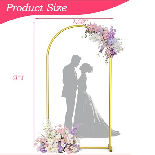 6 FT Wedding Arch Backdrop Stand, Gold Metal Arch Stand for Wedding Ceremony, Birthday Party, Baby Shower, Graduation, Floral Balloon Decoration - color: Gold, size: 6FT