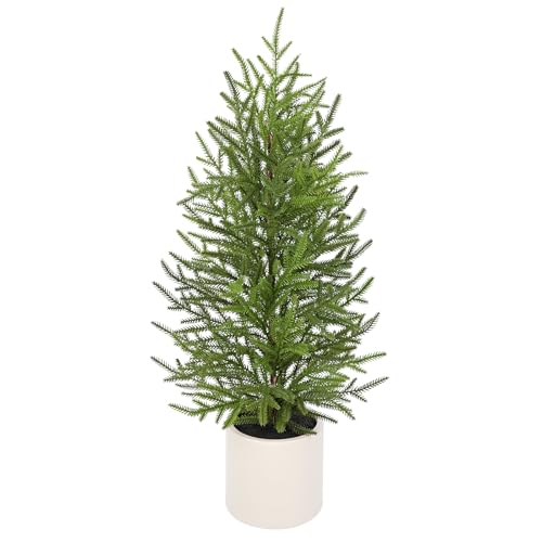 2.6FT Artificial Small Mini Pine Tree for Tabletop, Real Touch 31 inch Premium Artificial Topiary Tree Potted Plants for Home Tabletop Entryway Living Room Indoor Outdoor Decor - style: 2.6ft