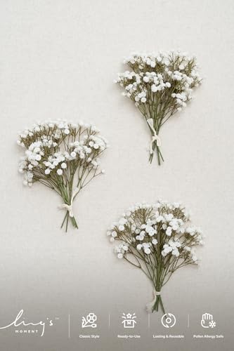 Ling's moment Artificial Baby's Breath, 18pcs Gypsophila Greenery Spray White Flowers for Wedding Bouquet/Centerpieces/boutonnieres/Corsage and Floral Arrangements