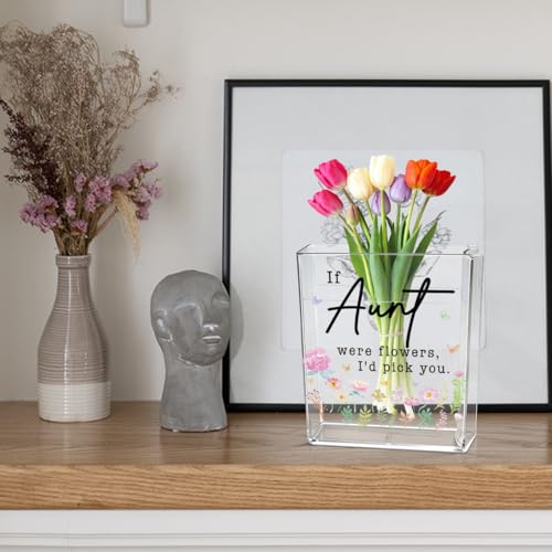 Aunt Book Flower Vase Mothers Day Birthday Thank You Gifts for Aunt from Niece Nephew If Aunt were Flowers I'd Pick You Cute Acrylic Book Shaped Vase Decor for Home Office Table Shelf Vase 3802 - style: Art Deco