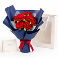 Crochet Flowers Red Roses Bouquet 9 Crochet Roses Flower for Wife Gift, Lover Anniversary Valentine's Day Bouquet for Her, Birthday, Wedding - color: Red