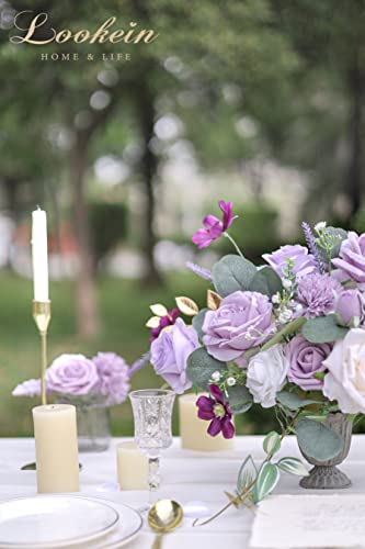 Lookein Artificial Flowers for DIY Wedding Decoration Bridal Bouquet Table Centerpieces Flower Garland Wreaths Aisle Arch Flower Decoration Home Decor, Romantic Lavender - color: Fragrant Lavender