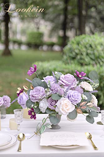 Lookein Artificial Flowers for DIY Wedding Decoration Bridal Bouquet Table Centerpieces Flower Garland Wreaths Aisle Arch Flower Decoration Home Decor, Romantic Lavender - color: Fragrant Lavender