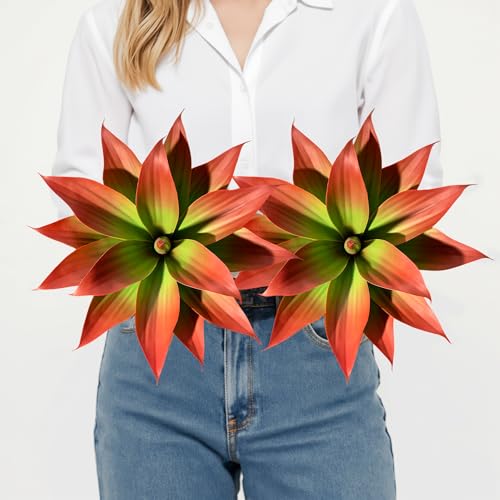 Ttranewsoo Fake Plants Artificial Agave Plants 13.8" Large UV Resistant Fake Agave Planters for Indoor and Outdoor Decorating Tropical Plant Succulents Greenery Indoor Decor 2Pack(Red) - color: Agave15-re2