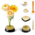 4 Pcs Flower Frog Pin Holder Set - 2 Round & 2 Square (0.9", 1.2", 1.57", 1.97") Floral Arrangement Frogs Vases with Straightener & Cleaning Brush - Ikebana Flower Holder Tools for DIY Crafts