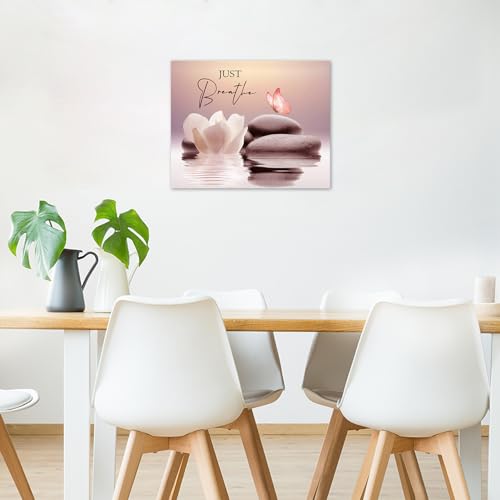 LB Pink Butterfly Wall Art for Bathroom Inspirational Quotes and White Floral Canvas Wall Art Wall Paintings Home Decor Zen Spa Wall Pictures for Living Room Bedroom Office Ready To Hang,10x8 Inch - color: Pink, size: 8"L x 10"W