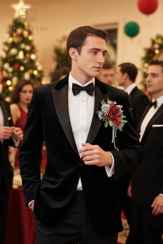 TINGE TIME Single Pocket Boutonniere for Man Groom, Best Man Boutonniere for Wedding, Prom, Homecoming, Anniversary, Graduation, Christmas Dinner (Christmas Red) - color: Xmasred