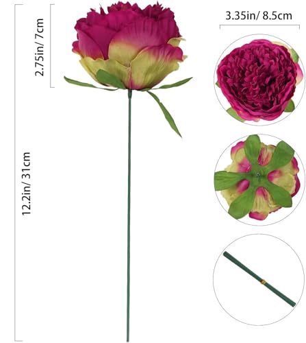 Artificial Peonies 16pcs Artificial Flowers Peony Silk Flower Heads with Stem Purple Fake Flowers Peonies Faux Flowers Realistic Flowers for Home Wedding Party Festival Decor (Purple) - color: Mauve