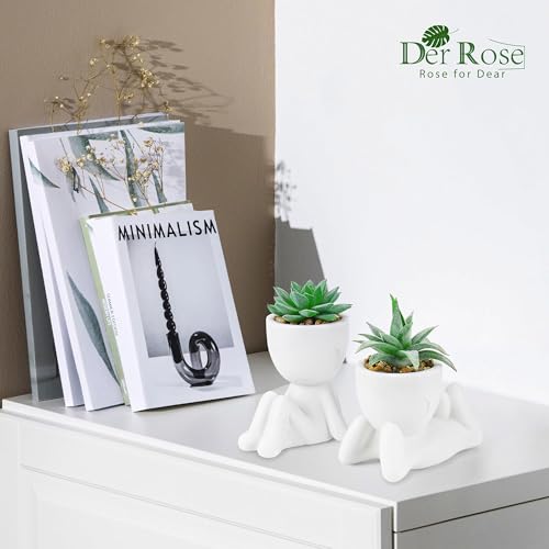 Der Rose 2 Pack Fake Plants Succulents Plants Artificial for Living Room Home Bathroom Office Decor - color: White