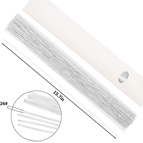 CCINEE 26 Gauge White Floral Wire Stem for Flower Arrangement Craft Supply,16 Inch,200PCS - color: #26 White