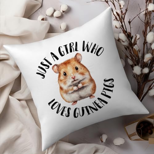 Fokongna Just A Girl Who Loves Guinea Pigs Pillow Covers Cute Farmhouse Animal Guinea Pig Pattern Pillowcase, Perfect for Girls' Rooms, Beds Chairs Sofas 18 x 18 Inch - color: Guinea Pig