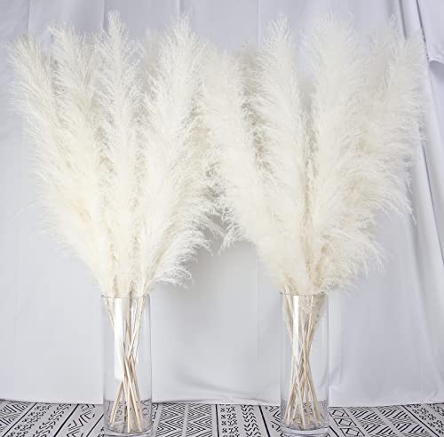 10 Stems 40-inch White Pampas Grass Decor Tall, Large Pampas Grass, Boho Neutral Home Decor Bouquet. Fluffy Pampas Grass for Floor Vases, Wedding Floral Arrangements, Wall Decor, Farmhouse Table Decor - size: 10PCS-40inch