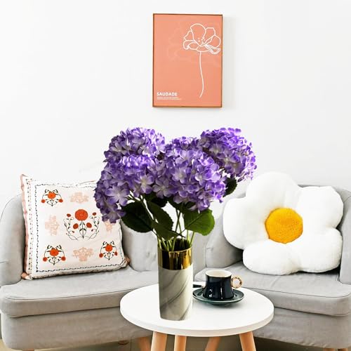 8pcs Purple Hydrangea Artificial Flowers 27.61" Large Realistic Single Long Stem Faux Silk Hydrangea Bouquets Flowers Arrangements Home Office Decor Wedding Centerpieces DIY - color: Purple