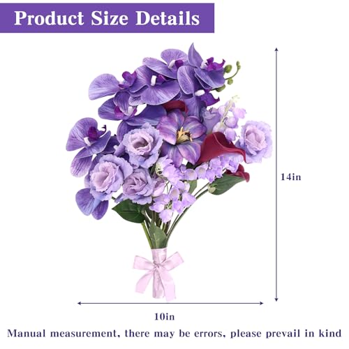 CEWOR Artificial Flowers Fake Flowers for Vase Silk Faux Flowers for Wedding Bouquets Flower Arrangements Floral Table Centerpieces Home Kitchen Garden Party Décor (Purple) - color: Purple