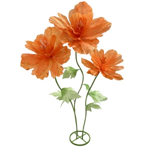 Giant Artificial Paper Flowers Decorations, Huge Realistic Faux Flower Large Wedding Reception Backdrop Home Office Indoor Outdoor Event Party Banquet Background Decor Photographic Props, Orange - color: Champagne