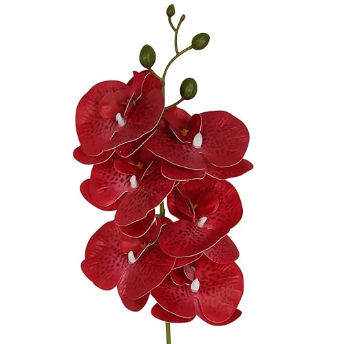 ATFL 10 Pack Red Orchid Artificial Flowers Real Touch, 27'' Artificial Fake Faux Silk Orchid Stem Bouquets for Wedding Party Home Garden Decor,Orquideas Artificiales para Decora (excluding the vase) - color: Red